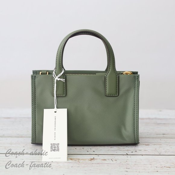 NWT Tory Burch Ella Nylon Mini Tote Crossbody Bag Purse in Palm Leaf Green - Picture 7 of 12
